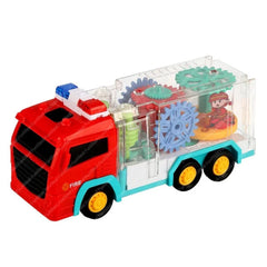 Fire Rescue Toy-360 Degree Rotation Gear Simulation Mechanical Fire Rescue Truck Toy, Sound and Light Toy, Toy Vehicle with Sound and Flashing Lights for 3+ Years Boys, Girls, Kids
