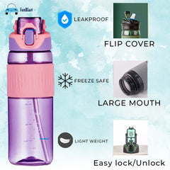 Water Bottle 1100 ML with Straw and Sipper - Tritan Unbreakable Water Bottle Leak Proof Durable BPA Free Non-Toxic Water Bottle for Home, Office, Gym, Trekking (Pack of 1)