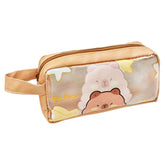 Transparent PVC Pouch with Zipper Closure for Girls (Random Design)