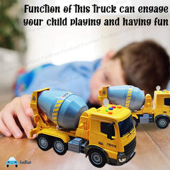 Pull Back Vehicles Construction Truck, Friction Power Toy Trucks for 3+ Years Old Boys and Girls, Light & Sound Toy for Kids