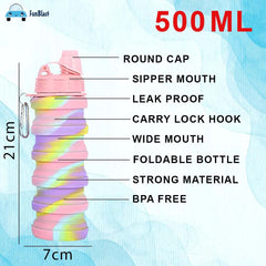 Silicone Sipper Bottle for Kids Expandable Sipper Water Bottle for Gym Girls, Boys (Pack of 1 Unit)