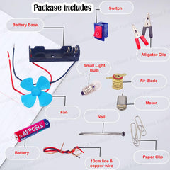 Science Experiment Kit – Electric Circuit Kit for Students with Motor Fan Toy - Random Color