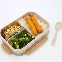 Lunch Box for Kids - Tiffin Box for Kids, Plastic Lunch Box for Office Men & Women, School Lunch Box with Spoon, Wheat Straw Fiber Lunch Box