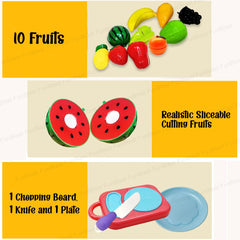 Fruits Cutting Play Set Toys for Kids - Realistic Sliceable Cutting Fruits Pretend Play Kitchen Toys for Kids, Play Food Toys (13 Pieces)