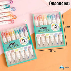 Cute Cat Paw Highlighter - 2 in 1 Color Highlighter Pens Set, Aesthetic Stationary