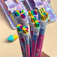 Stylish Pencils Stationary Kit - Pencil Set with Ice-Cream Shaped Erasers for Kids, Boys and Girls, Birthday Return Gift Stationary Set