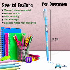 Erasable Gel Pens - Pack of 12 Pcs Erasable Pens 0.5mm, Erasable Pens with Magic Eraser, Smooth Writing Gel Pen, Stationery for School & Office, Birthday Return Gift - Blue Ink