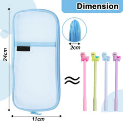 Transparent Pencil Pouch with Zipper Closure for Students (Blue)