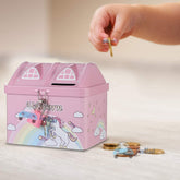Piggy Bank for Kids - Unicorn Coin Box for Kids, Metal Coin Box with Lock & Key, Money Bank for Kids, Birthday Return Gift for Boys and Girls (Pack of 2 Pcs)