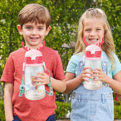 School Water Bottle for Kids - Cute Cartoon Water Bottle for kids, Sipper Bottle for Kids (600 ML) (Pink)