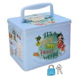 Piggy Bank for Kids – Cartoon Themed Money Saving Tin Coin Bank with Handle, Lock and Key – Birthday Return for Boys & Girls, Money Bank, Coin Box for Kid (Random Color)