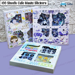 Pvc Cartoon Theme Kawaii Stickers -100 Sheets Cute Washi Stickers For Project, Japanese Style Girls Sticker Set, Stationery Item For Girls, Journals, Scrapbooking, Diy Arts And Crafts