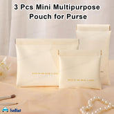3 Pcs Mini Multipurpose Makeup Pouch for Girls & Women (Cream)