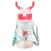 School Water Bottle for Kids - Cute Cartoon Water Bottle for kids, Sipper Bottle for Kids (600 ML) (Pink)