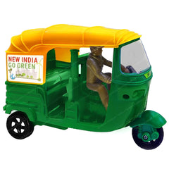 Auto Rickshaw Toys, Bump & Go Auto Rickshaw Toy for Kids, Friction Power Autorickshaw Tricycle Toys for 3+ Years Old Kids - Green Color