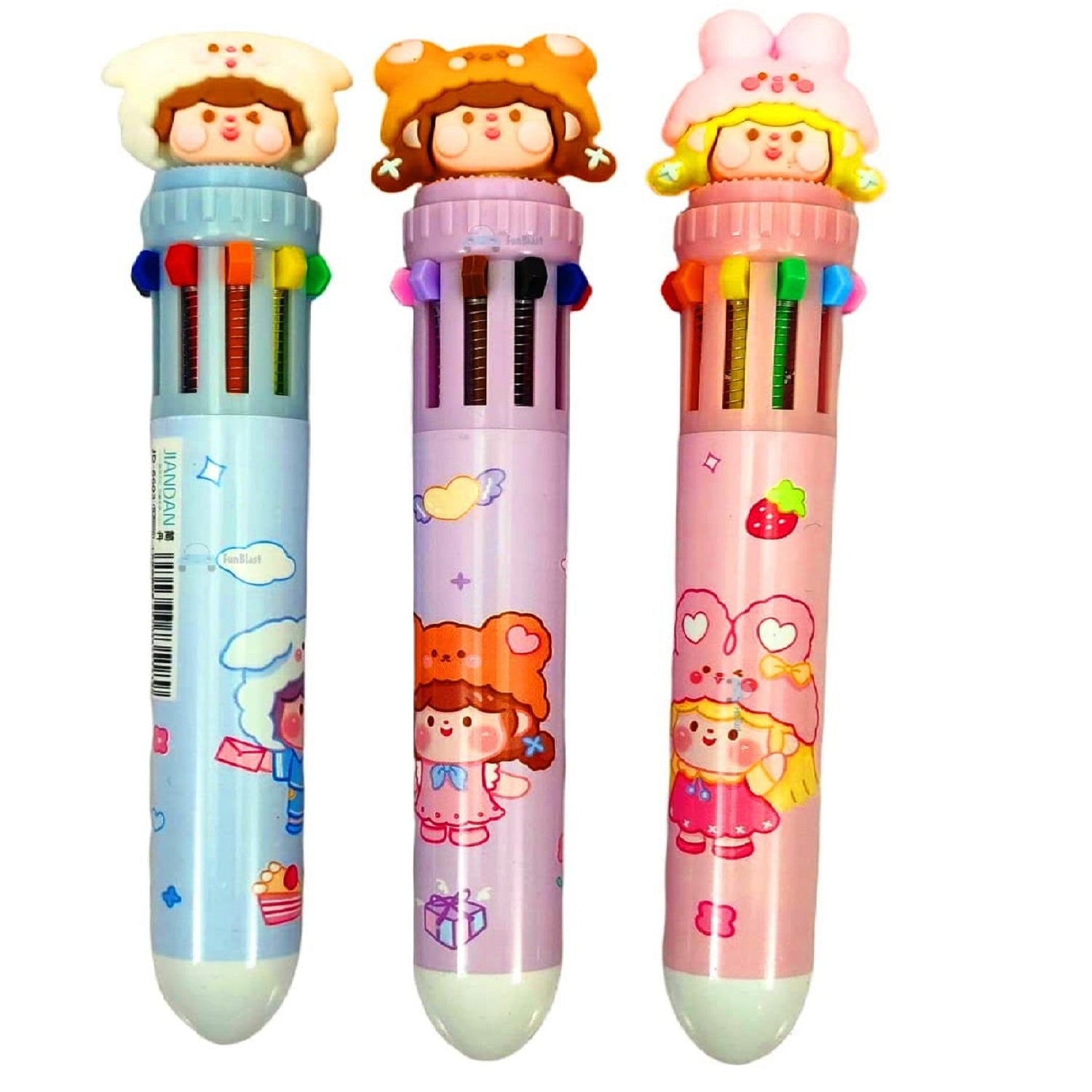 10 In 1 Pens For Kids Ball Pen Set For School & Office-Cartoon Pen For