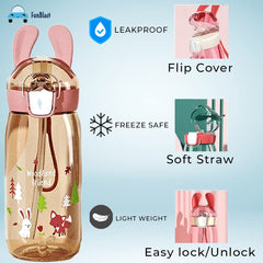 Water Bottle for kids, Cute Design Water Bottle with Sipper, Sipper bottle for Kids -Anti-leak Kids Cartoon Water Bottle for Kids – 550 ML