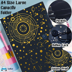 File Folder with Elastic Band Lock – A4 Size Certificates Holder with 4 Pockets, Letter Size File Folder, Office Documents File Organiser (Pack of 1 Pc)