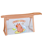 Transparent PVC Pouch with Zipper Closure for Girls (Random Design)