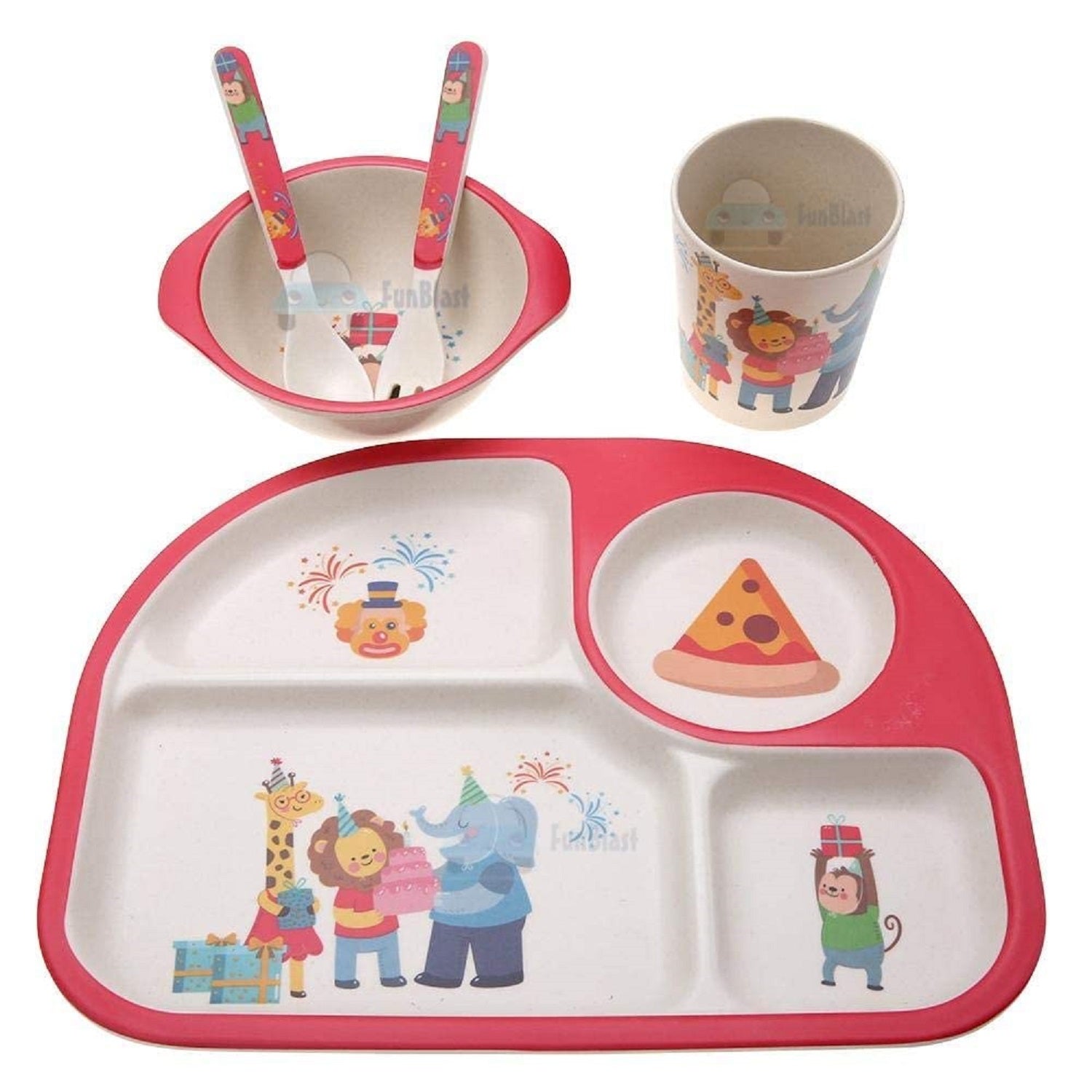 Baby Feeding Set Bamboo Kids Plates Bamboo Fiber Dinner Set For
