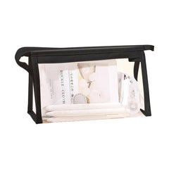 Transparent Portable Makeup Pouch with Zipper Closure for Girls (Black)