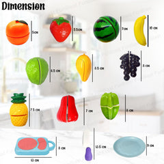 Fruits Cutting Play Set Toys for Kids - Realistic Sliceable Cutting Fruits Pretend Play Kitchen Toys for Kids, Play Food Toys (13 Pieces)