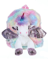 Unicorn Soft Fur Bag for Kids - School Bag & Picnic Bag/Lightweight Travel School Mini Backpack for Girls, Kids, Birthday Gift for Girls, Return Gift (Random Color)