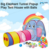 Big Elephant Tunnel Popup Play Tent House with Balls, Tunnel Tent for Kids with 25 Balls, Foldable Outdoor Tunnel for Toddlers, Tunnel Tent for Kids, Pop-Up Activity Toys