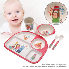 Bamboo Fiber Dinner Set for Kids - Baby Feeding Bowl, Bamboo Fibre Kids Set, Bamboo Fiber Plates for Kids, Babies Feeding Set, Kids Feeding Set