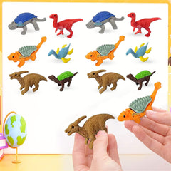(Pack of 12 Pcs) Dinosaur Theme Erasers Set for Kids Educational Stationary Kit for Kids