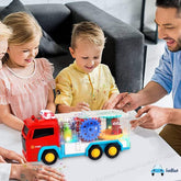 Fire Rescue Toy-360 Degree Rotation Gear Simulation Mechanical Fire Rescue Truck Toy, Sound and Light Toy, Toy Vehicle with Sound and Flashing Lights for 3+ Years Boys, Girls, Kids
