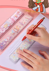 Scale Ruler for Kids – Doll Theme Scale for Girls, Glitter Scale Ruler Set for Students, Stationary Gifts for Kids, Return Gifts, Glitter Scale - 3 Pcs