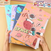 Space Theme File Folder with Button Lock – Pack of 12 Pcs Space Theme Certificates Holder with 6 Pockets, Office Documents File (Pack of 12)