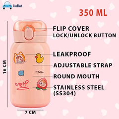 Water Bottle for Kids – Insulated Stainless Steel Bottle, Kids Water Bottle Double Walled Vacuum Insulated Stainless Steel Bottle, Double-Wall Thermos Flask (350 ML)