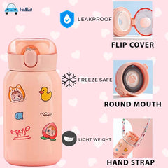 Water Bottle for Kids – Insulated Stainless Steel Bottle, Kids Water Bottle Double Walled Vacuum Insulated Stainless Steel Bottle, Double-Wall Thermos Flask (350 ML)