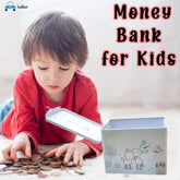 Piggy Bank for Kids – Cartoon Themed Money Saving Tin Coin Bank with Handle, Lock and Key – Birthday Return for Boys & Girls, Money Bank, Coin Box for Kid (Random Color)