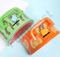 Piggy Bank - Money Saving Tin Coin Bank with Lock and Key, Fruit Shaped Coin Box for Kids, Boys, Girls, Piggy Bank for Kids, Money Box for Kids, Birthday Return Gift