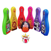Bowling Set Toy with 6 Pins and 1 Balls - Jungle Theme Cartoon Bowling Play Set Toys and Games for Kids, Indoor Outdoor Hit and Throw Game for Kids - Target Bowling Hit and Throw Play Set