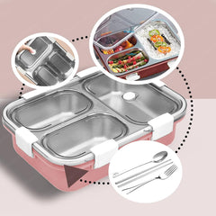 Stainless Steel Lunch Box for Kids, Tiffin Box, Bento Lunch Box with Chopstick Spoon & Fork, Insulated Lunch Box (Not Leak-Proof - for Dry Foods Only)