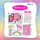 Unicorn Stationery Set for Girls Boys - Kawaii Stationery for Girls, Stationery Box with Pencil, Eraser, Sharpener, Diary Stationery Kit for Kids