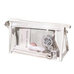 Transparent Portable Makeup Pouch with Zipper Closure for Girls (White)