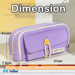 Large Capacity Stationary Organizer Case with Zipper Lock (Purple)
