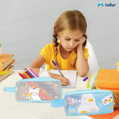 PVC Pencil Pouch with Zipper Closure (Blue)