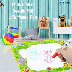 Magic Water Drawing Mat with Rainbow Color Swatches – Jumbo Size Aqua Magic Erasable Drawing Pad for Toddlers, Learning and Educational Doodle Mat for Girls, Boys, Kids (74 X 49 CM)