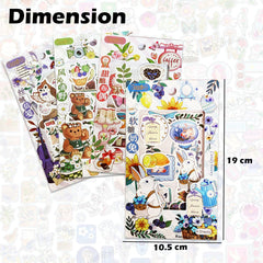Kawaii Stickers Set – 16 Sheet (100+ Pcs) DIY 3D Stickers for Girls, Aesthetic Sticker, Stickers for Journaling, Scrapbooking, Cute Stickers Set (Cute Animals 4x4=16 Sheets)