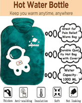 Hot Water Bag with Cover for Pain Relief – Heating Bag, Heating Pad Hot Water Bottle & Rubber Bottle for Hot Water Bag for Pain Relief, Rubber Hot Water Bag, Bottle (Green-1000 ML)