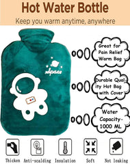 Hot Water Bag with Cover for Pain Relief – Heating Bag, Heating Pad Hot Water Bottle & Rubber Bottle for Hot Water Bag for Pain Relief, Rubber Hot Water Bag, Bottle (Green-1000 ML)