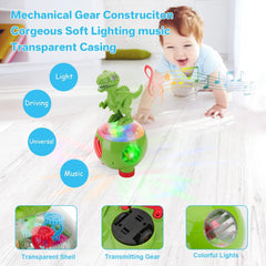 Dinosaur Gear Toy for Kids – 360 ° Rotating Musical Toys for Kids, Battery Operated Toys for Kids, Toys for Kids, Bump & Go Toys, Transparent Gear Toys, Gifts for Kids