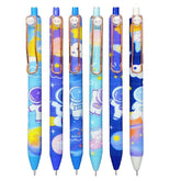 Gel Pens for Writing - Cartoon Design Lightweight Gel Pen with Comfortable Grip for Extra Smooth Writing, Stationery for School & Office, Birthday Return Gift (6 Pcs) – Blue Ink
