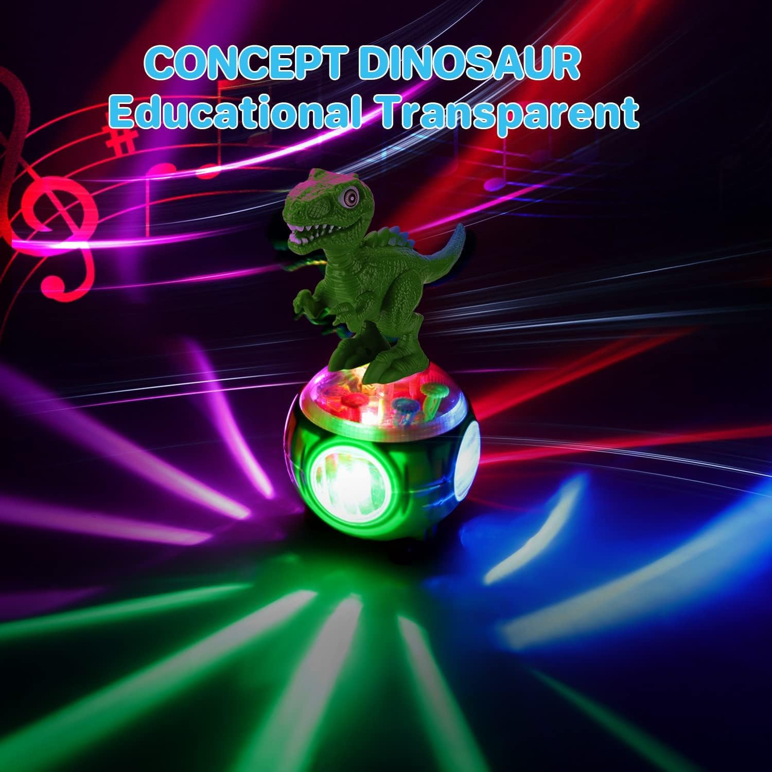 Dinosaur Gear Toy for Kids – 360 ° Rotating Musical Toys for Kids, Battery Operated Toys for Kids, Toys for Kids, Bump & Go Toys, Transparent Gear Toys, Gifts for Kids